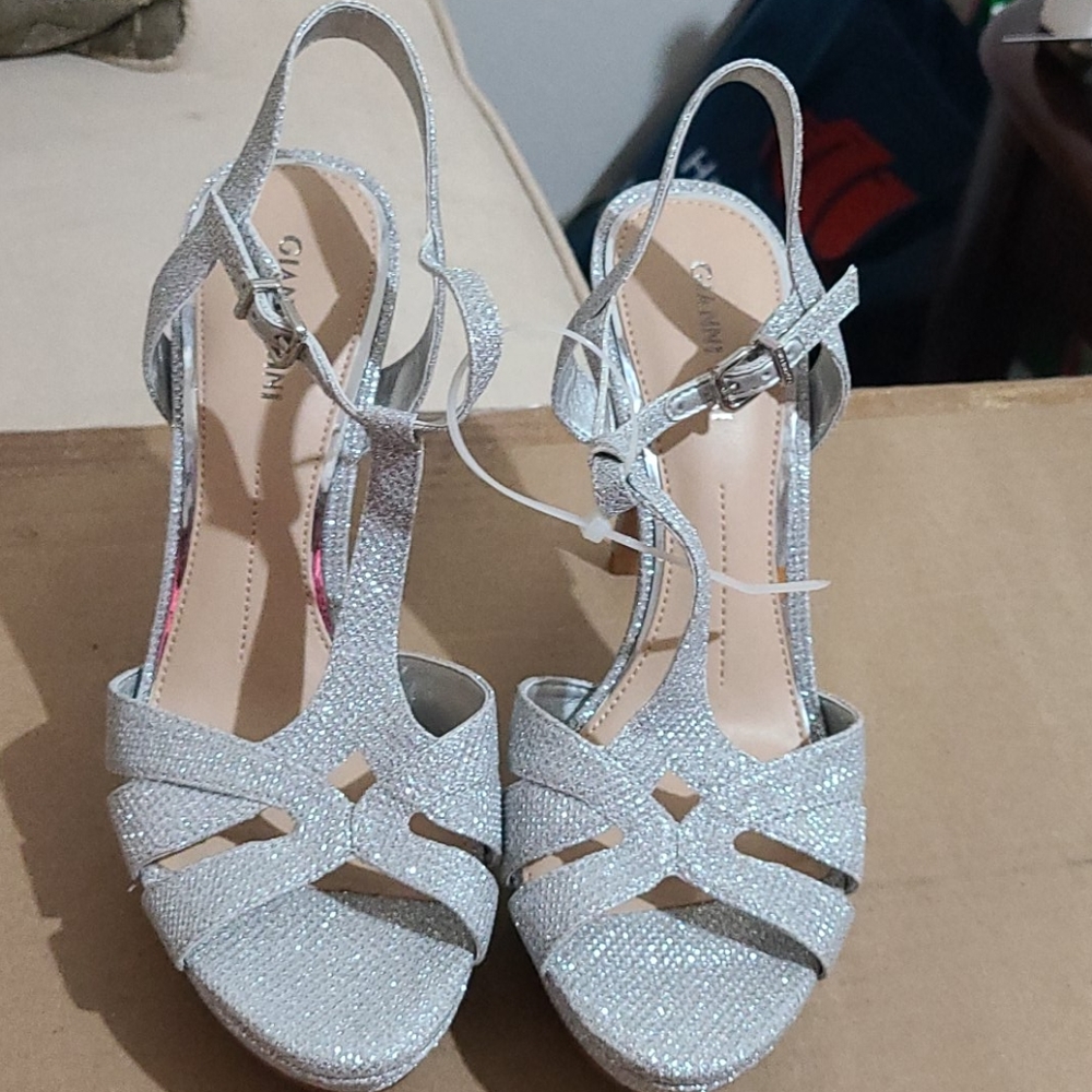 Silver high heels